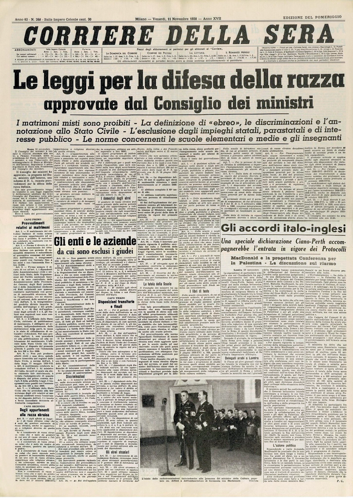 Titolo razzista Corriere